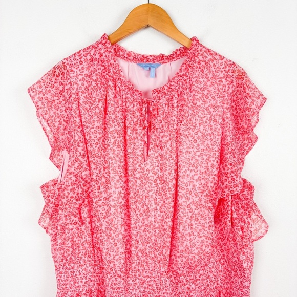 Draper James Pink Floral Ruffle Midi Dress Sz 3X - Picture 5 of 11